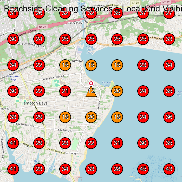 Beachside Cleaning Services GeoGrid visibility map for House Cleaning Service in Water Mill
